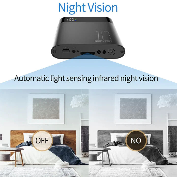 Power Bank con Telecamera HD 4K/1080P Wi-Fi | Registrazione Audio/Video, Visione Notturna, 10000 mAh – Sorveglianza Portatile H20