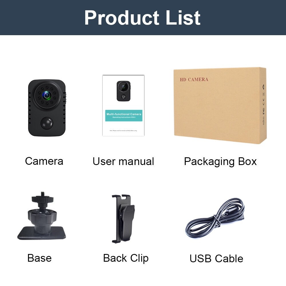 Telecamera MD29-A PIR – Mini Telecamera Infrarossi 1080P Full HD con Rilevamento Movimento