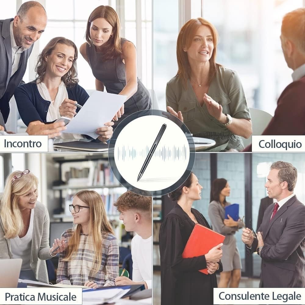 Penna Registratore Vocale 32GB HD – Mini Registratore Audio Portatile Professionale