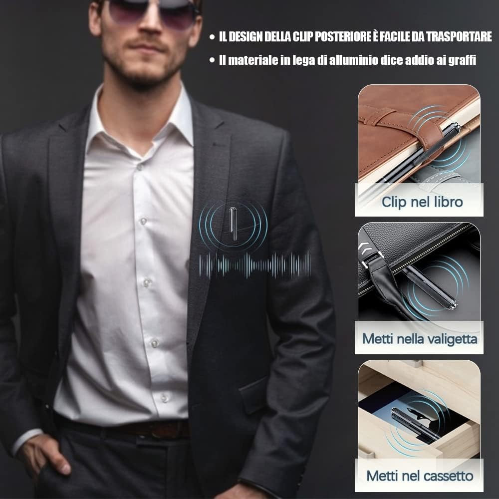 Penna Registratore Vocale 32GB HD – Mini Registratore Audio Portatile Professionale