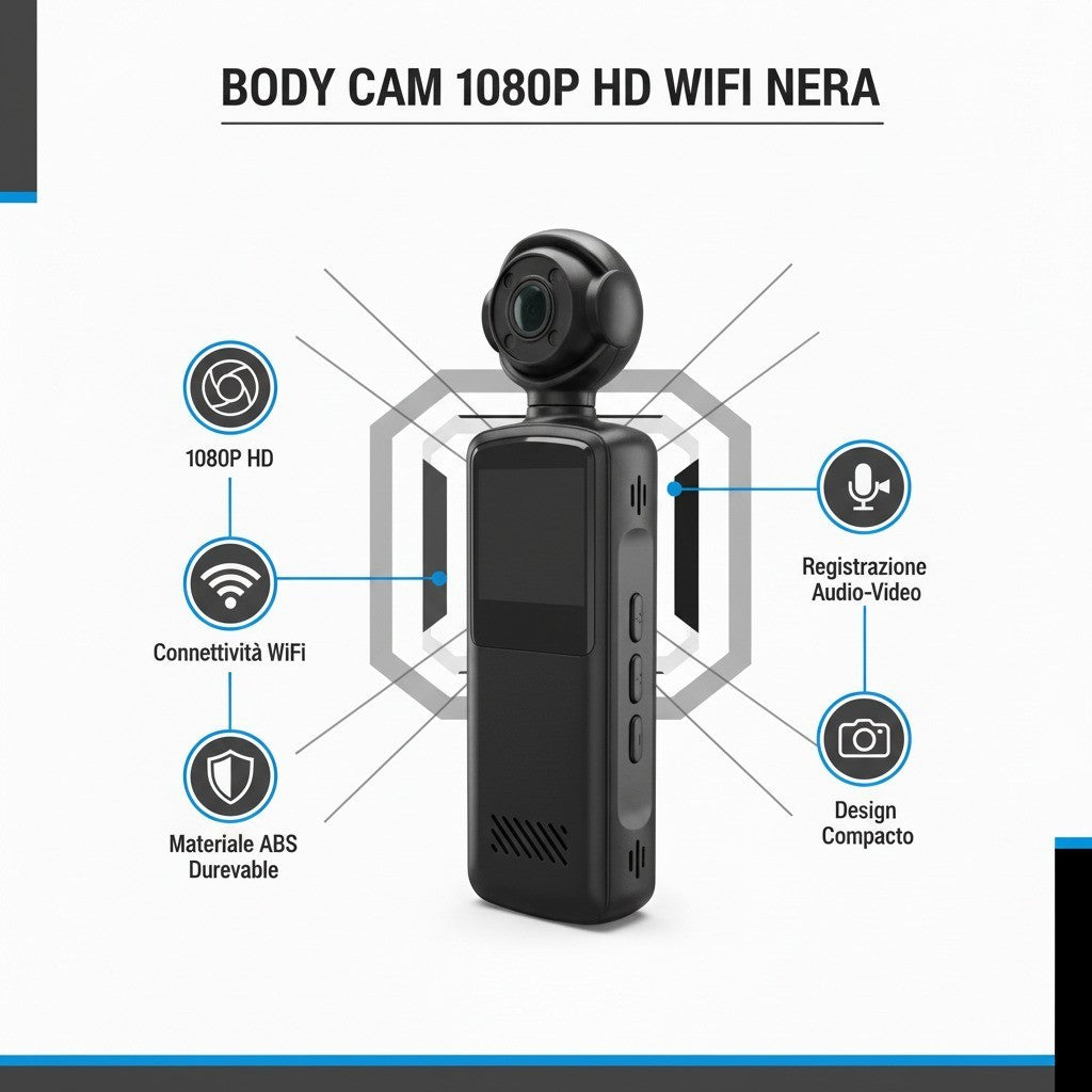 Bodycam Portatile Mini HD – Videocamera Sport, Vlog e Registratore Video Digitale