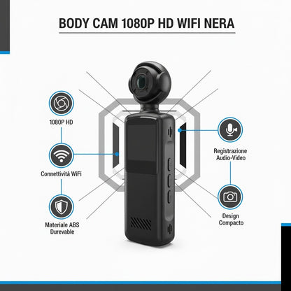 Bodycam Portatile Mini HD – Videocamera Sport, Vlog e Registratore Video Digitale
