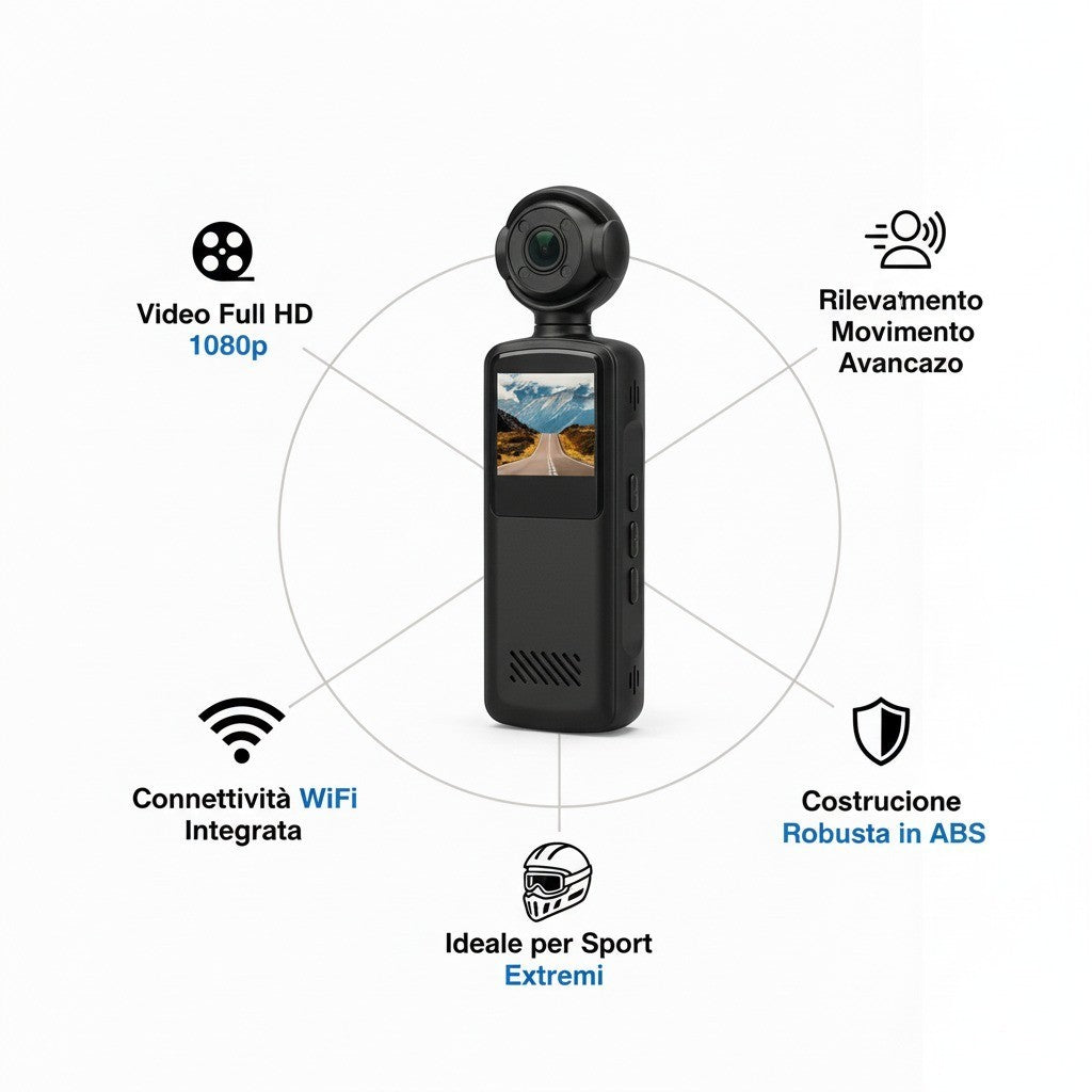 Bodycam Portatile Mini HD – Videocamera Sport, Vlog e Registratore Video Digitale