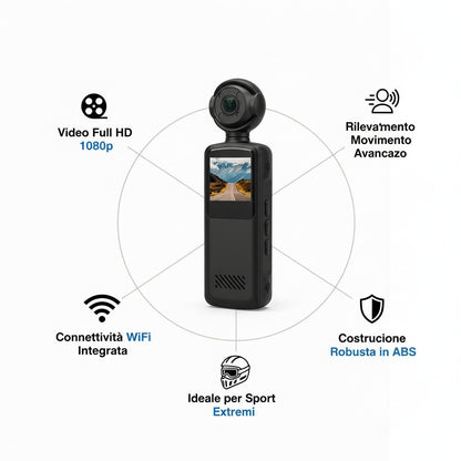 Bodycam Portatile Mini HD – Videocamera Sport, Vlog e Registratore Video Digitale