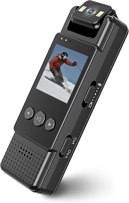 Bodycam 1080P HD – Visione Notturna, Rilevazione Movimento, Portatile e Multiuso