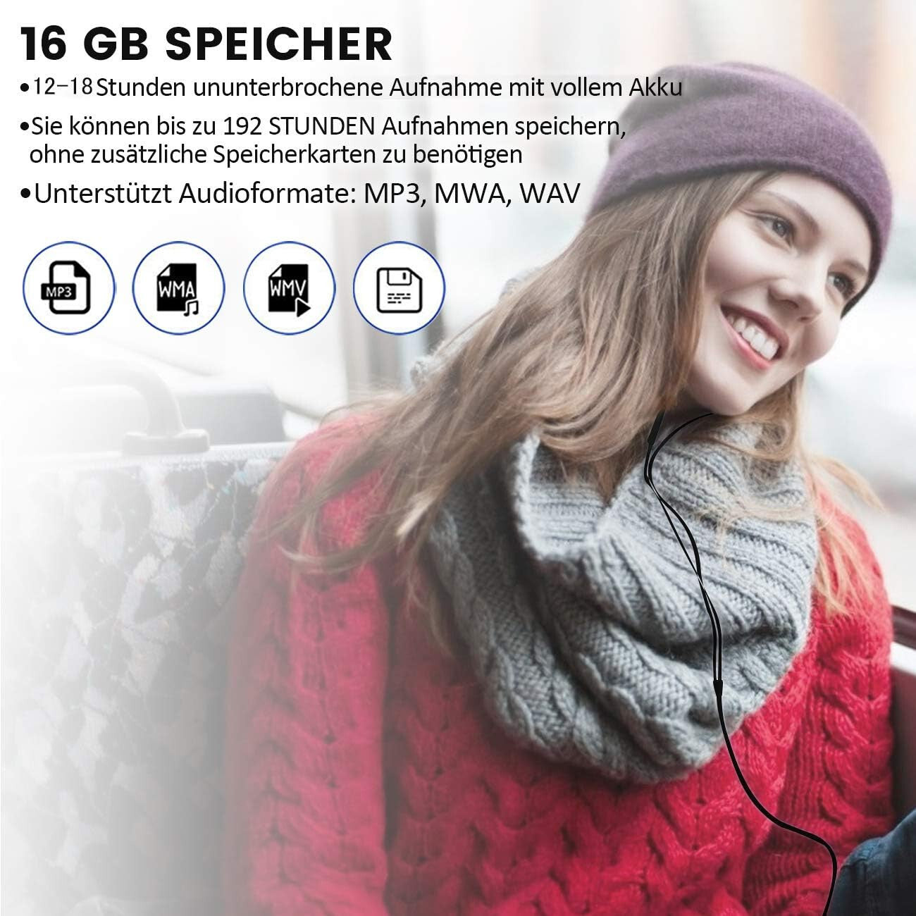 Registratore Audio Spia Q1 16GB – Alta Qualità, Controllo Vocale e Manuale, Compatto e Discreto