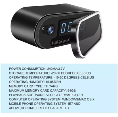 Sveglia Orologio Digitale Wi-Fi Z10 – Telecamera Spia HD con Audio e Visione Notturna