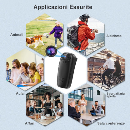 Mini Telecamera HD 1080P dasch Cam  – Visione Notturna, Rilevamento Movimento e Obiettivo Rotante 180°