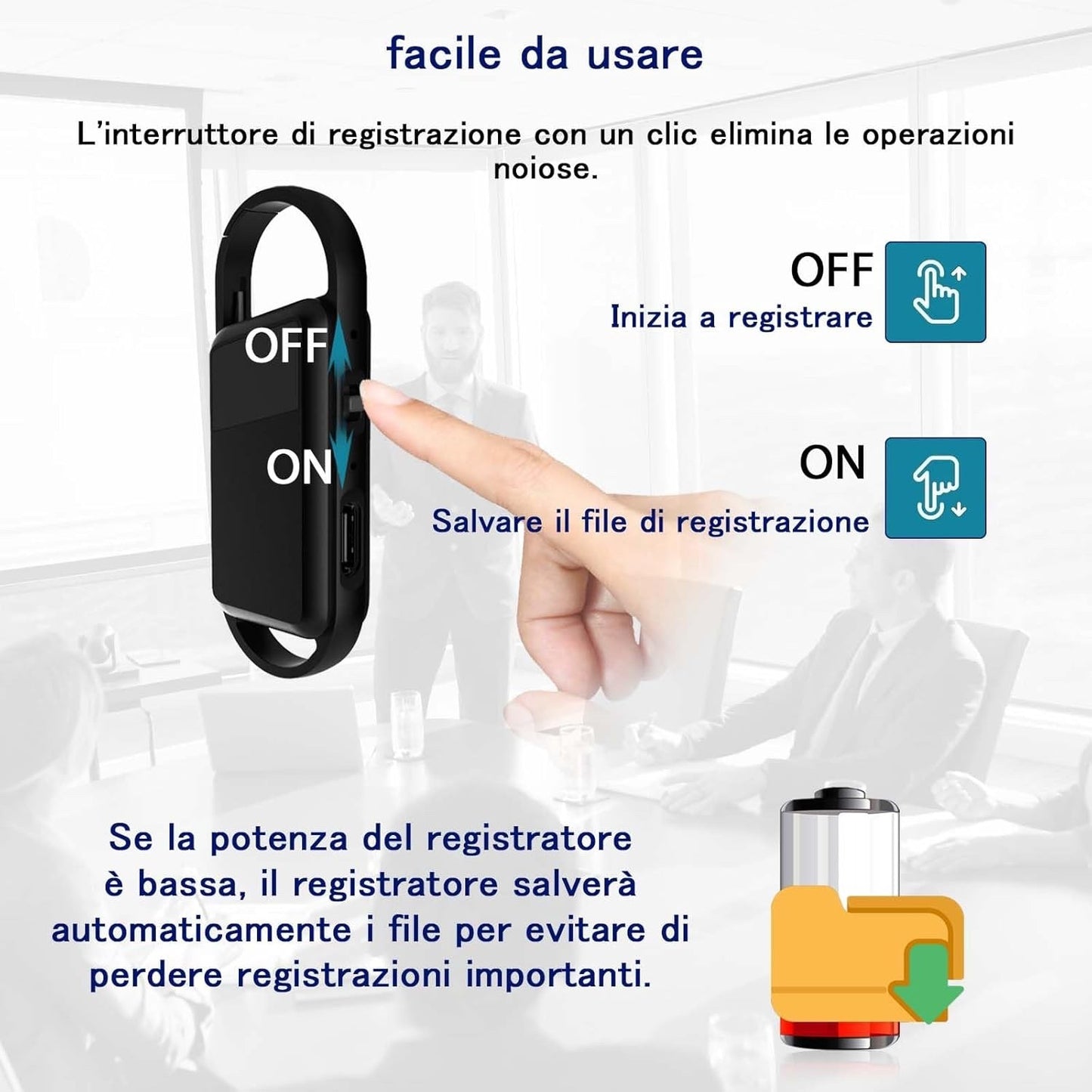 Mini Registratore ad attivazione Vocale con Videocamera HD – Microcamera Nascosta per Sorveglianza Discreta