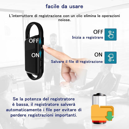 Mini Registratore ad attivazione Vocale con Videocamera HD – Microcamera Nascosta per Sorveglianza Discreta