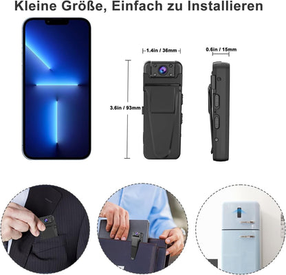 Mini Telecamera HD 1080P Portatile – Rotazione 180°, Visione Notturna e Rilevamento Movimento