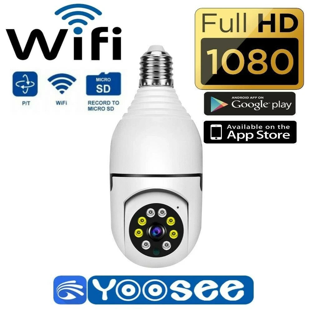 Telecamera IP Lampadina E27 360° Wireless PTZ con Autotracking – Full HD 1080P